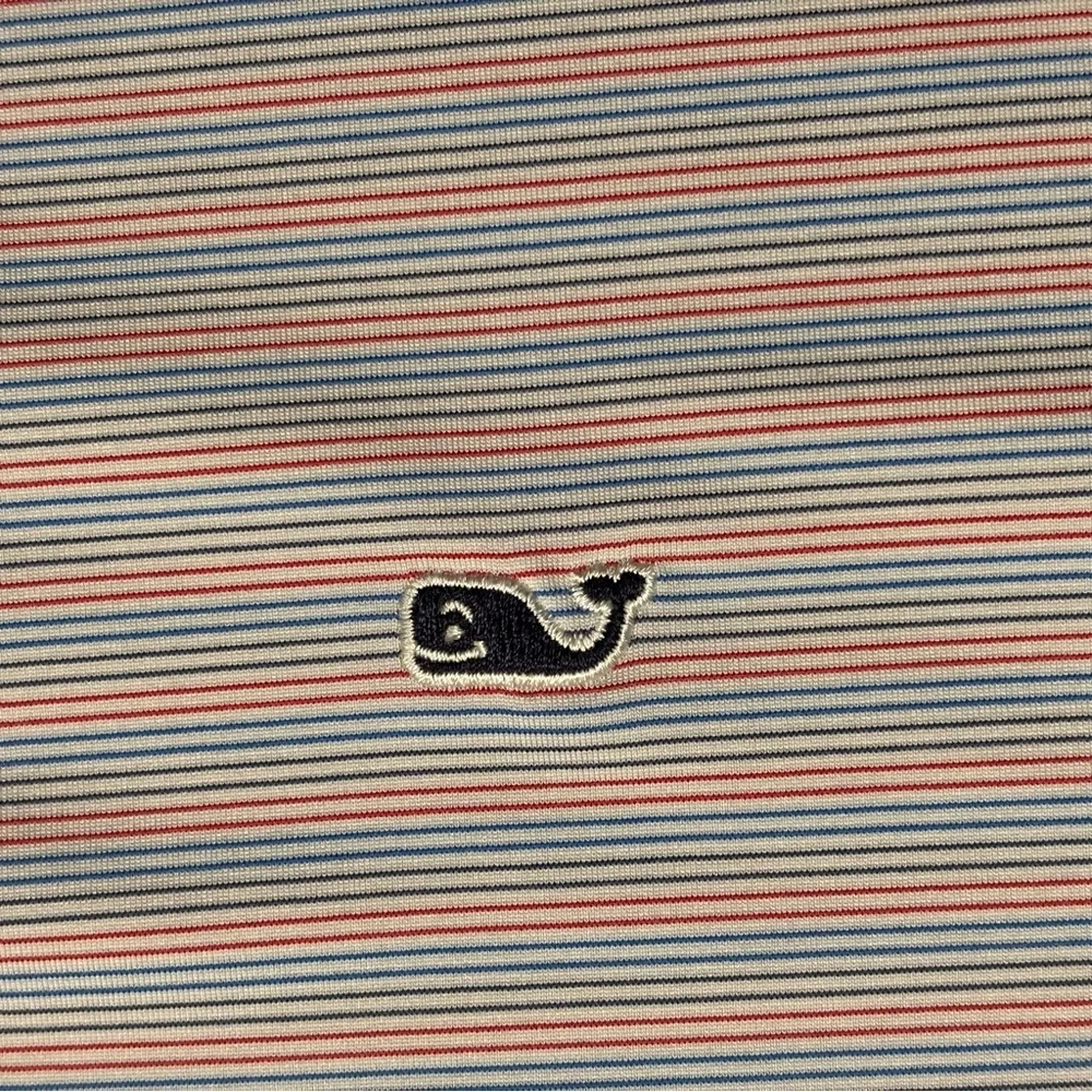 Vineyard Vines Sankaty Polo Red Blue White Stripe Performance XXL - Picture 4 of 9